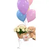 Подарочный набор мишка, корзина роз, Raffaello, 5 шариков